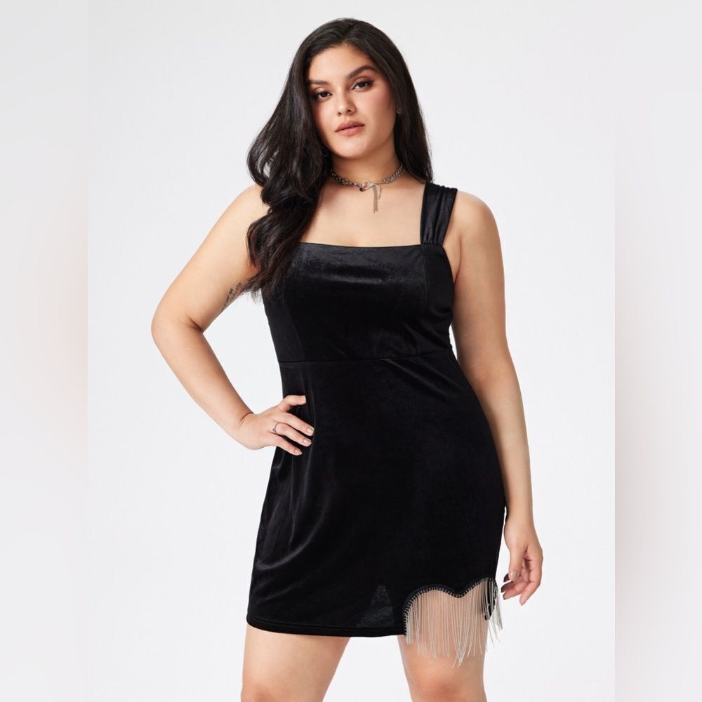 Cider Black Mini Dress with Silver Fringe